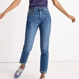 Madewell High Rise Slim Crop Boyjean with Raw Hem size 34 Tall 34T